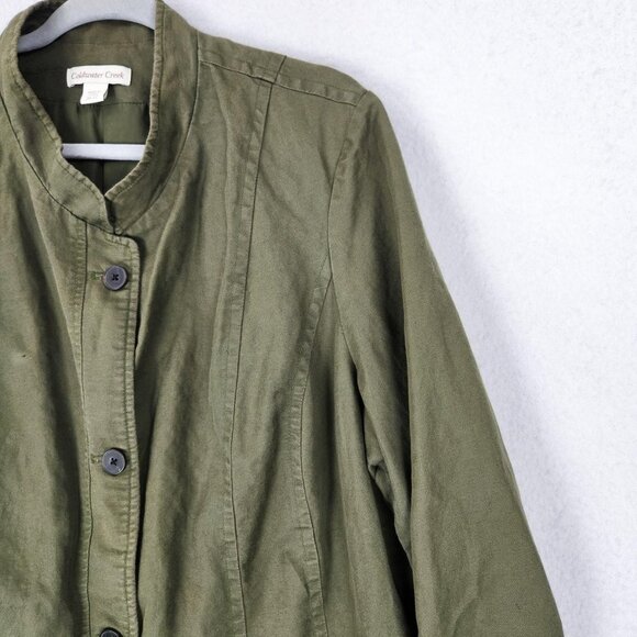 Coldwater Creek Jacket Womens 20 Green Linen Cotton Utility Chore Field Casual - Picture 2 of 13